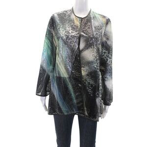 Emmelle Womens Animal Print Sequined Blouse Multi Colored Size Medium